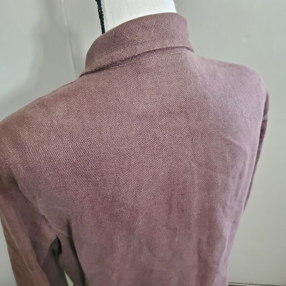 Gap Coat Womens Size 6 Brown Linen Button Up Lightweight Midi Jacket *READ* - Picture 5 of 14